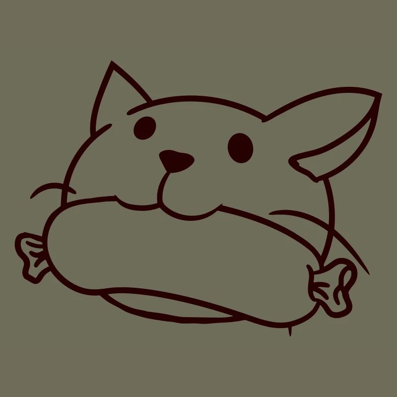 Cute Cat Eats Sausage Mouth Eats Sausage Head