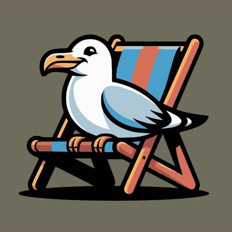 Möwe auf Strandliege