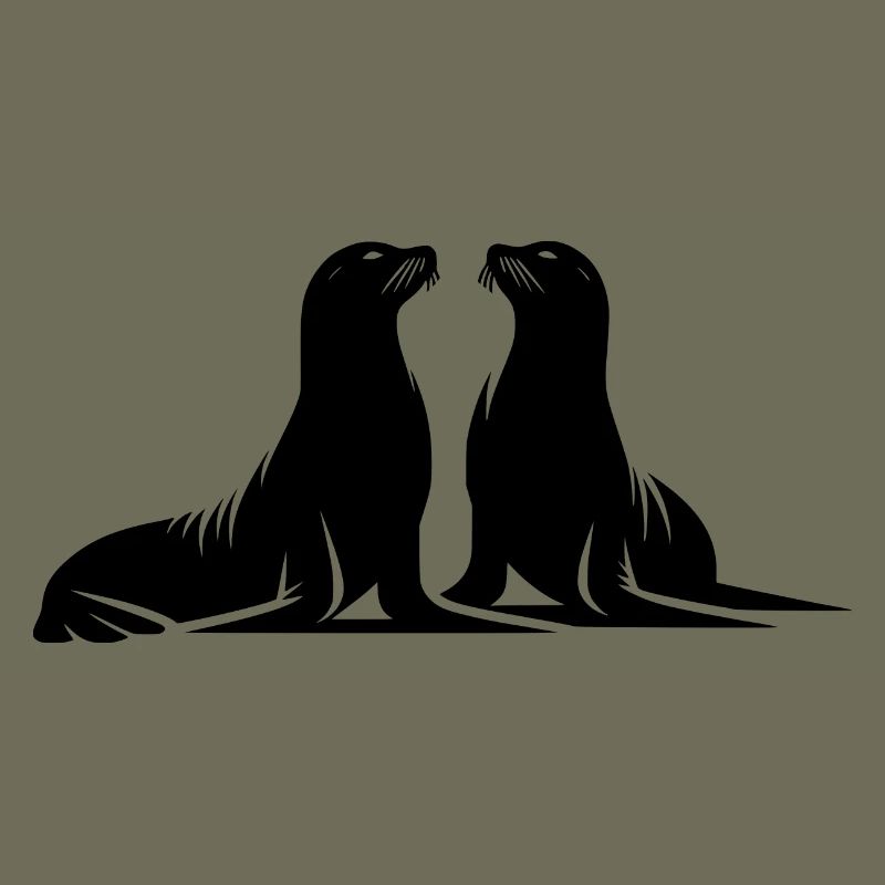 Phoques mignons sur la plage de la mer