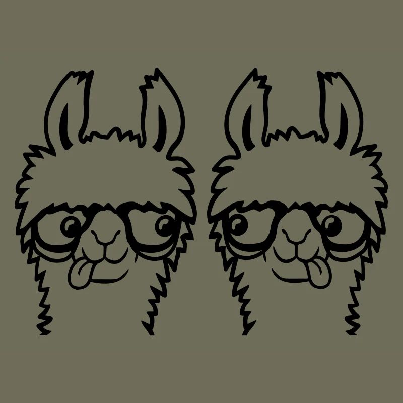 2 Lama Nerds Geeks Team Hornbrille Schlau Grimasse