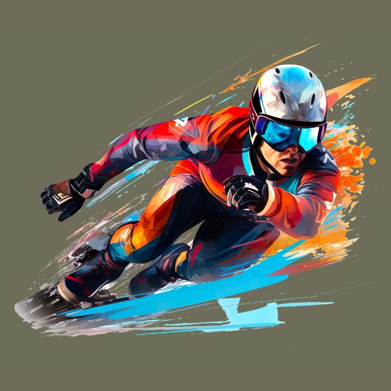 Conduite de skieur de course avec explosion de couleurs