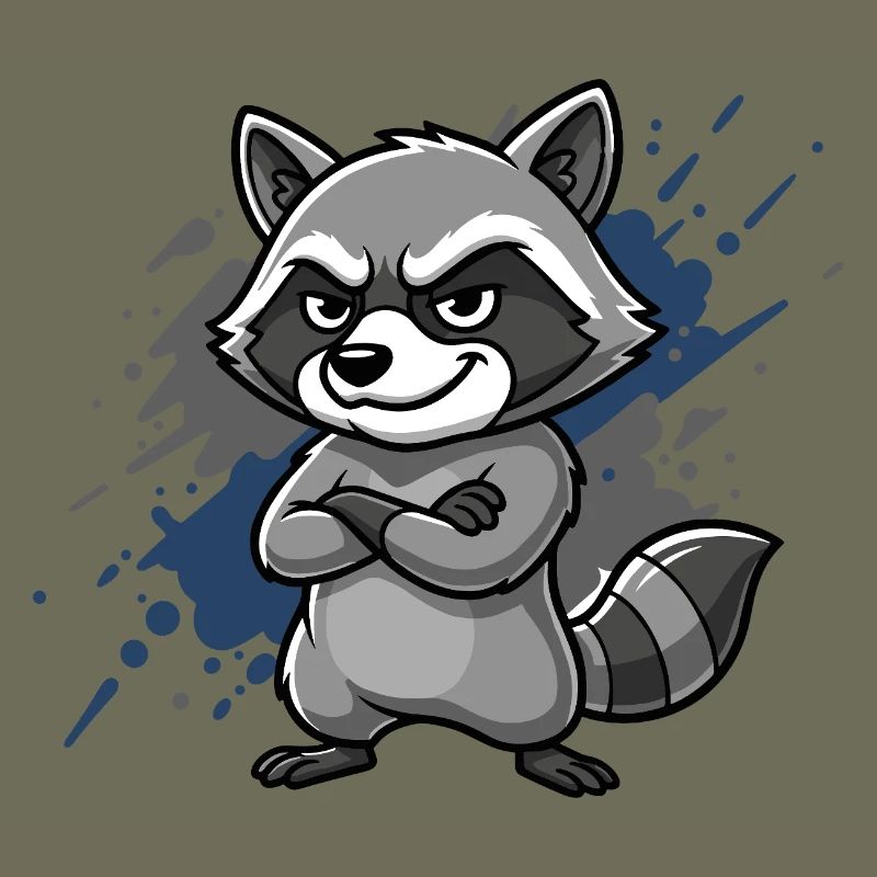 Grim Raccoon Blue Splash