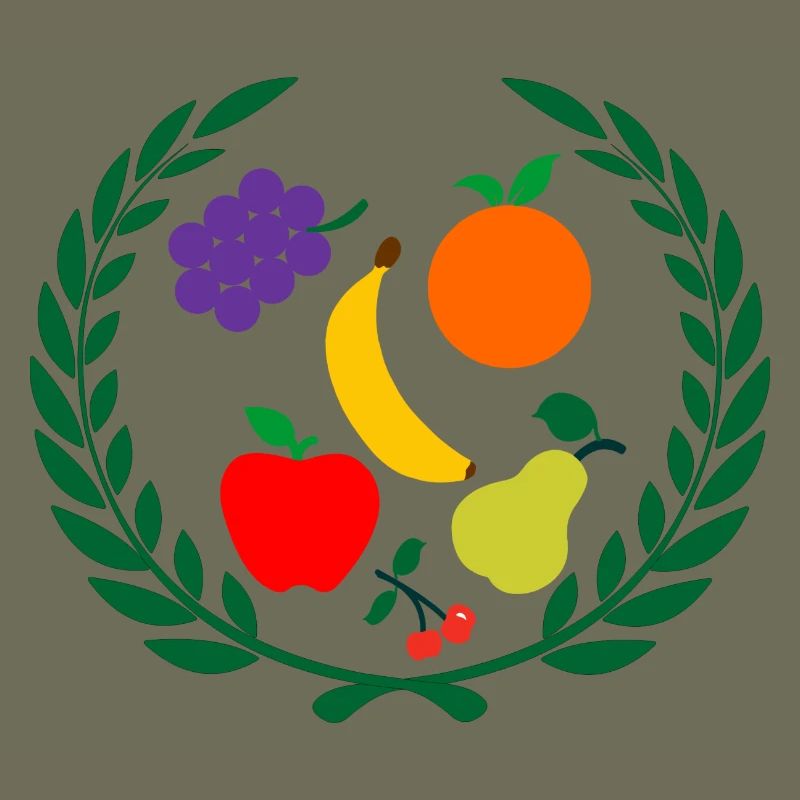 Fruit in laurel wreath