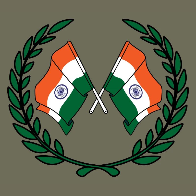 Drapeaux Inde en couronne de laurier