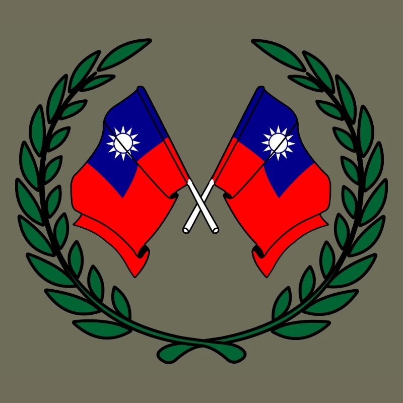 Drapeaux de Taiwan en couronne de laurier
