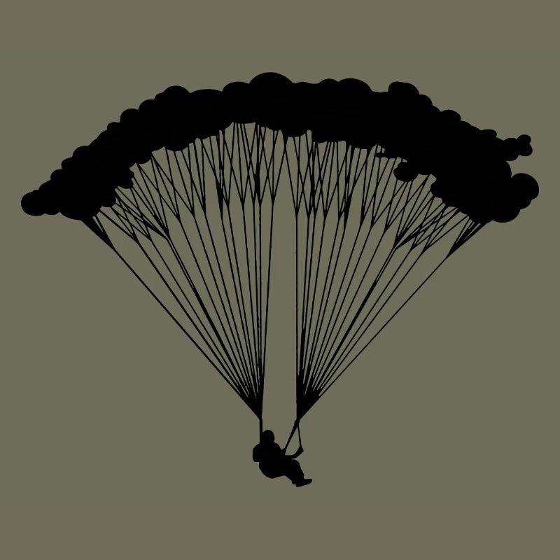 Skydiver in clouds silhouette