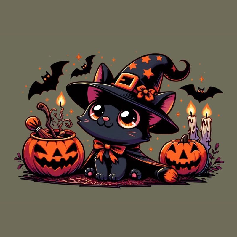 Halloween Schwarzes Kätzchen v2