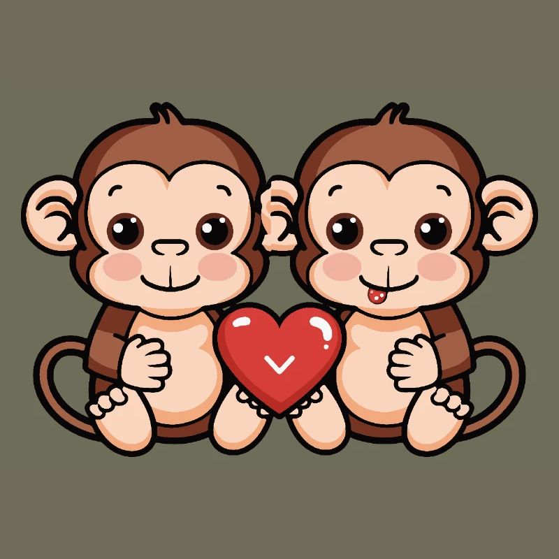 Monkey Couple Valentine's Day