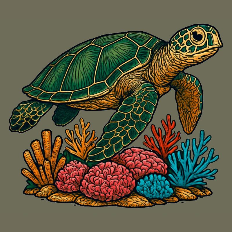 Conception de plongeur de tortue de mer verte