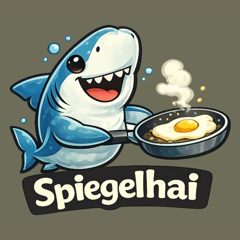 Mirror shark shark with fried egg funny pun