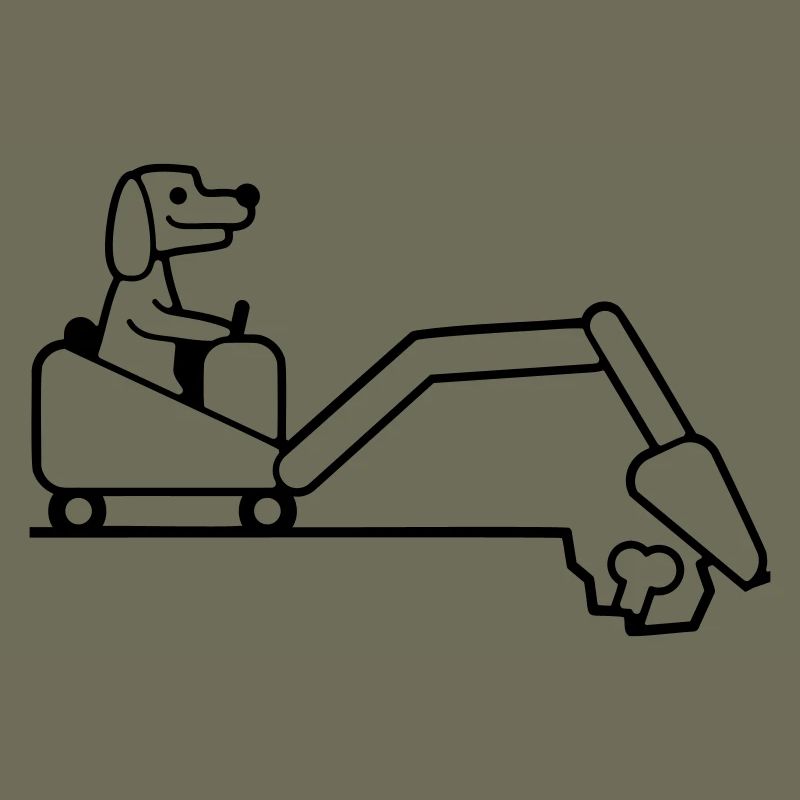 Dog Bones Burying Excavator Digging Cool Digging