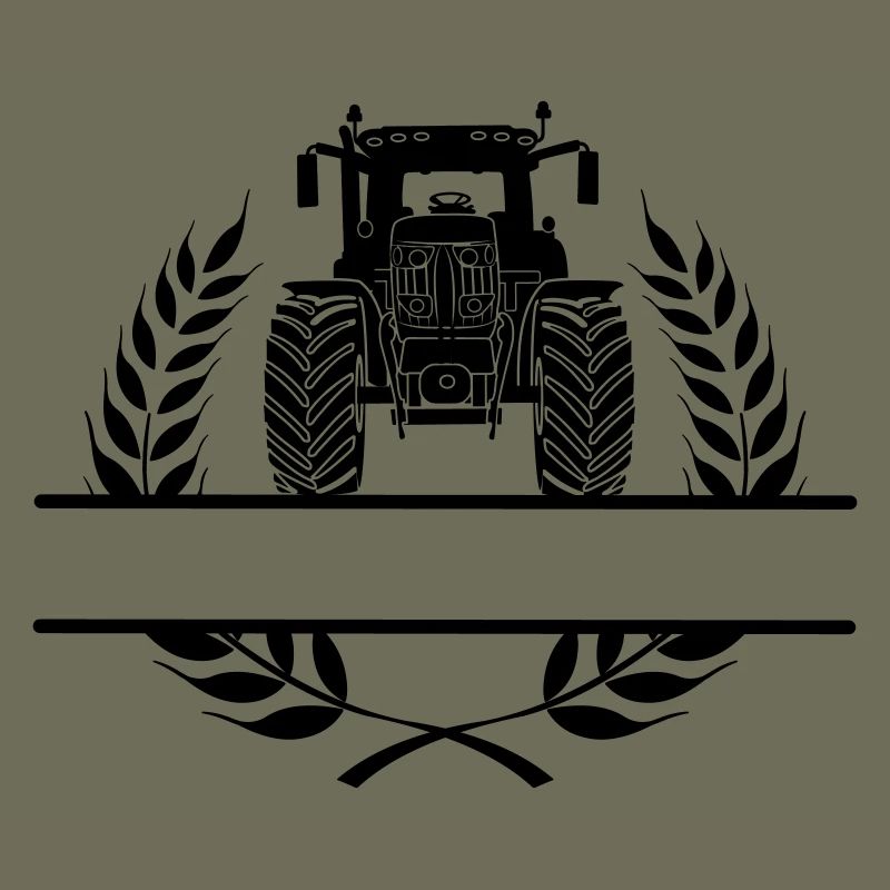 Tractor front view in laurel wreath
