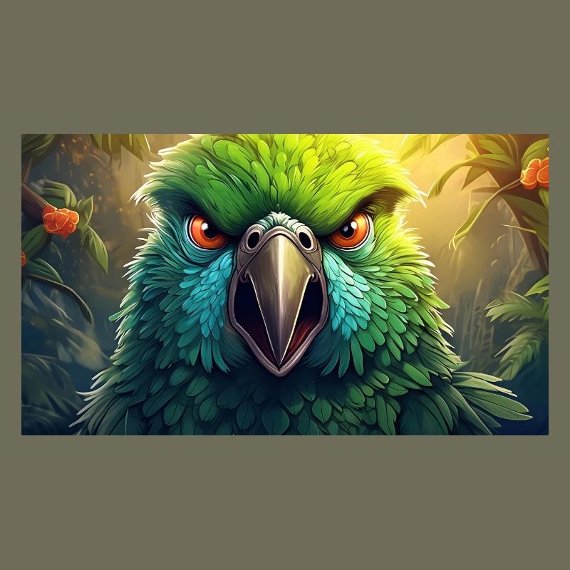 Cute grumpy grouchy animals - parrot