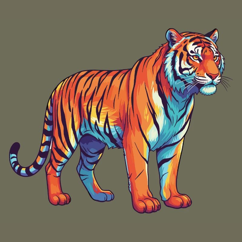 Buntes Tiger-Regenbogen-Pop-Art-Aquarell