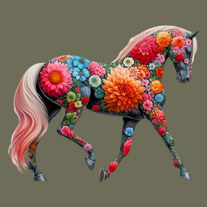 Pferd mit Blumen geschmückt