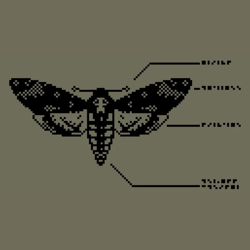 1bit Pixel Crâne Hawkmoth