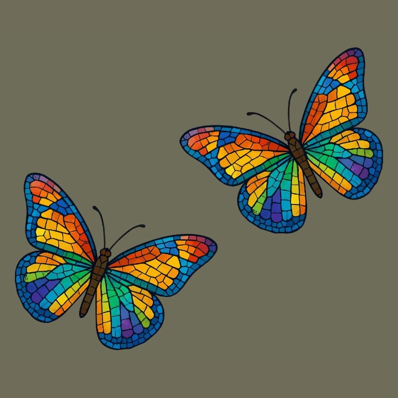 Bunte Mosaikschmetterlinge Design