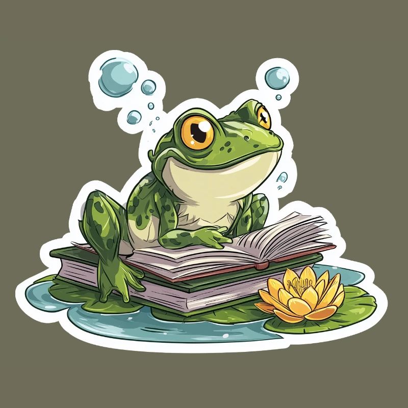 Frog Reading Pond Librarian Humor Reading