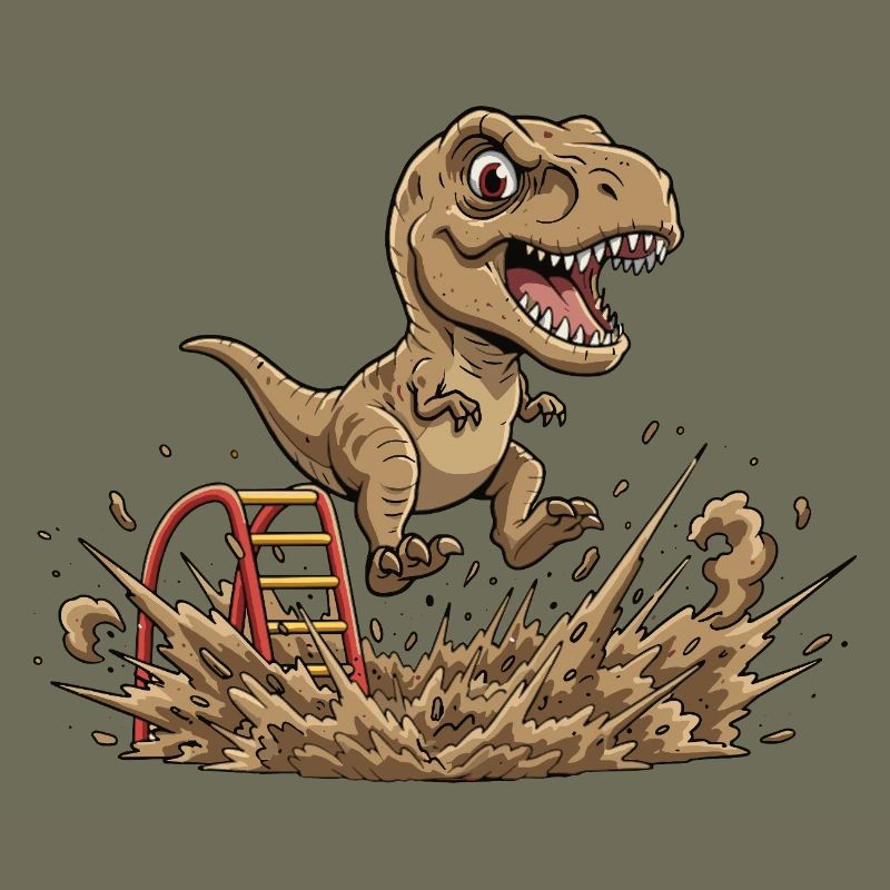 Dino Sprung im Schlamm