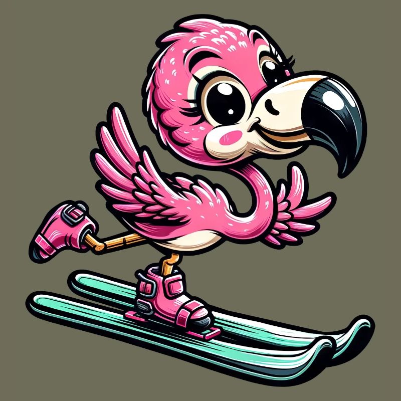 Flamingoski - Comic Skifahrer Urlaub