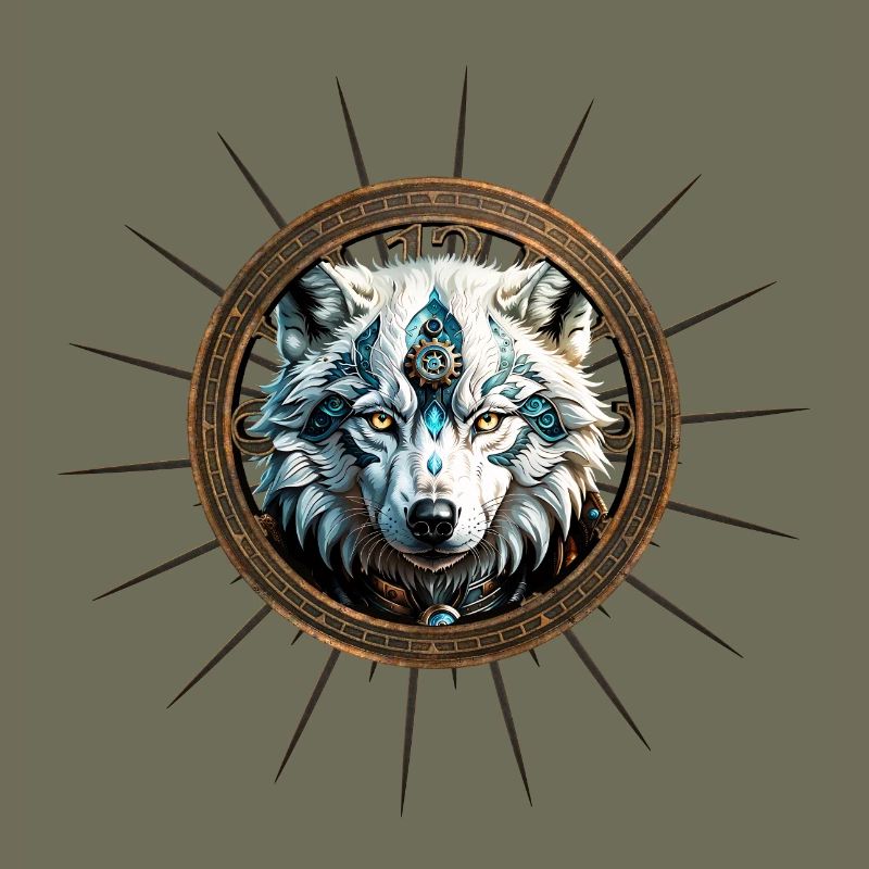 Awesome white steampunk wolf.
