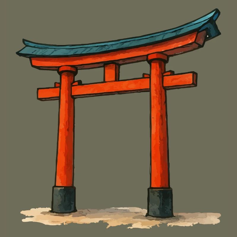 Red Shinto Torii Gate Illustration