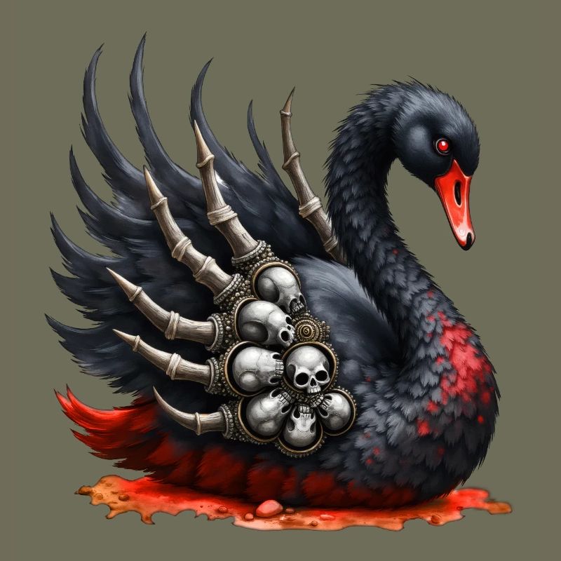 Black Swan with Skulls