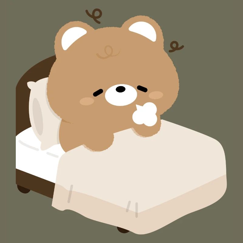 Sleepy Bear on Bed