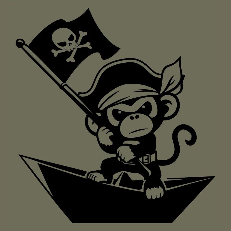 Singe pirate dans un bateau en papier