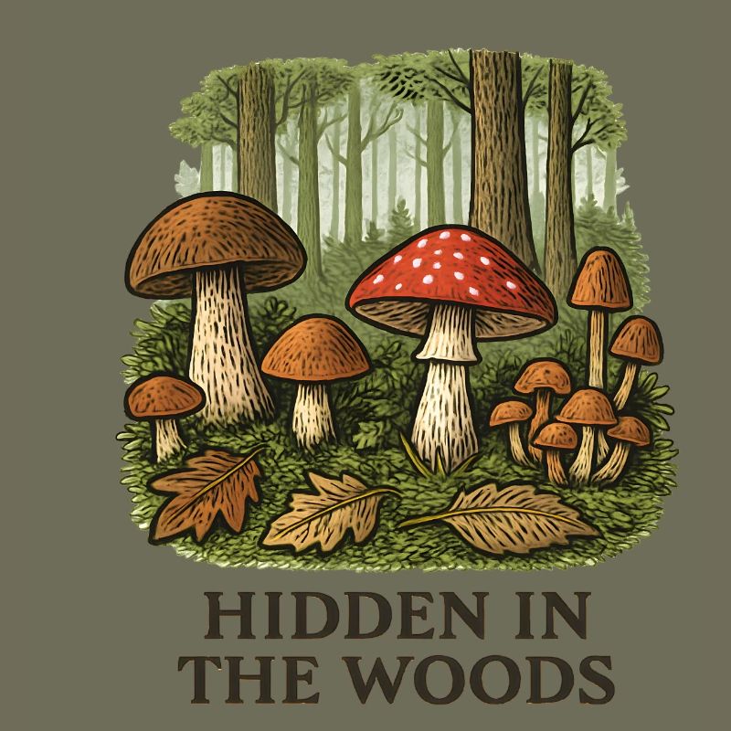 Paysage caché de champignons forestiers