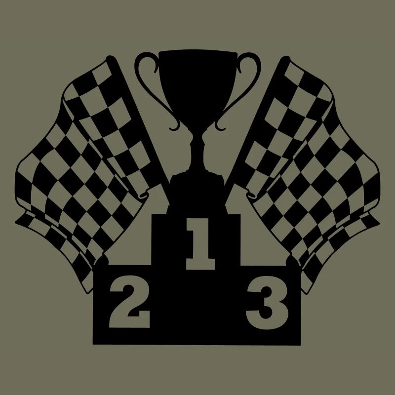 Podium du drapeau de la Coupe de course automobile