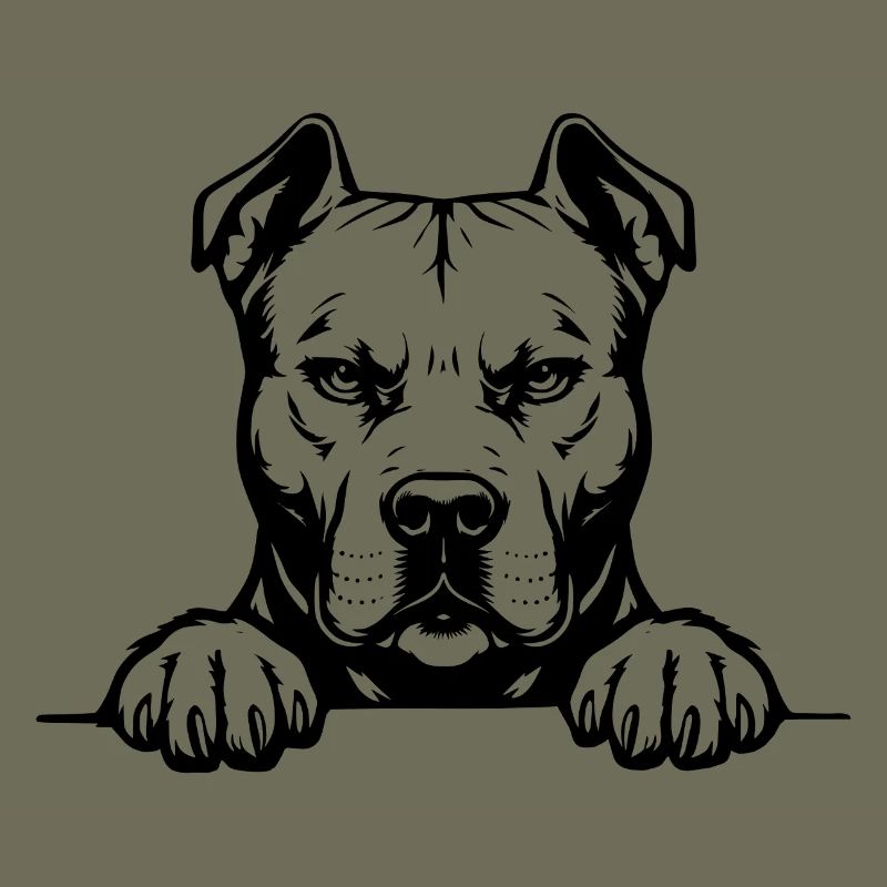 Pitbull Kopf mit Pfoten