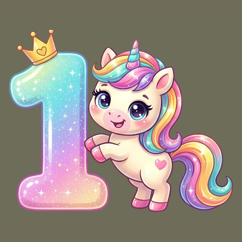Ich bin 1 Kawaii Einhorn Mädchen Geburtstag