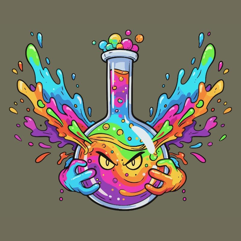 Explosion de la bouteille d’alchimie colorée