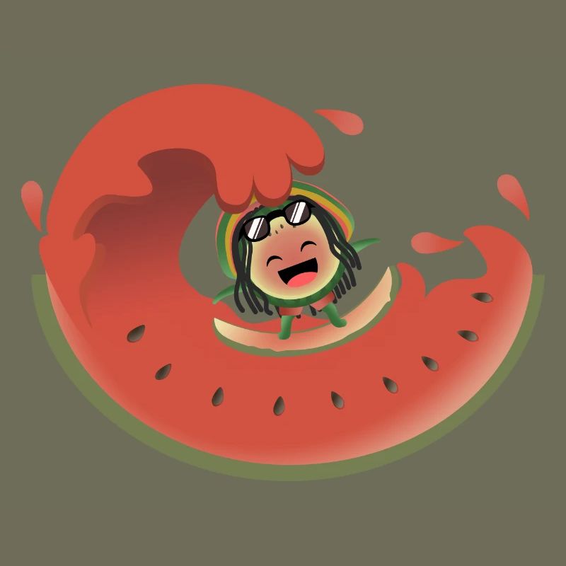 Surfende Wassermelone