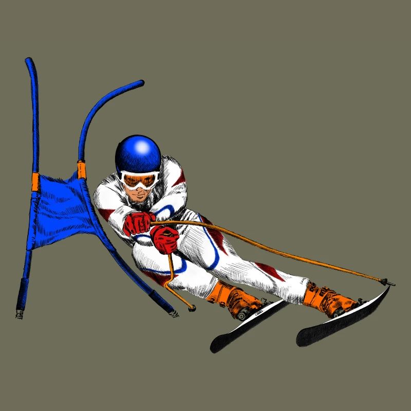 Alpine Skier im Torbogenflug
