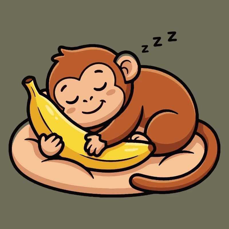 Schlafender Affe mit Banane