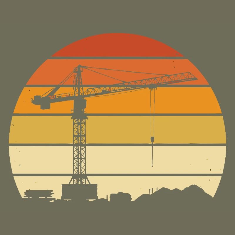 Crane Operator Retro Design – Construction Site & Construction Crane