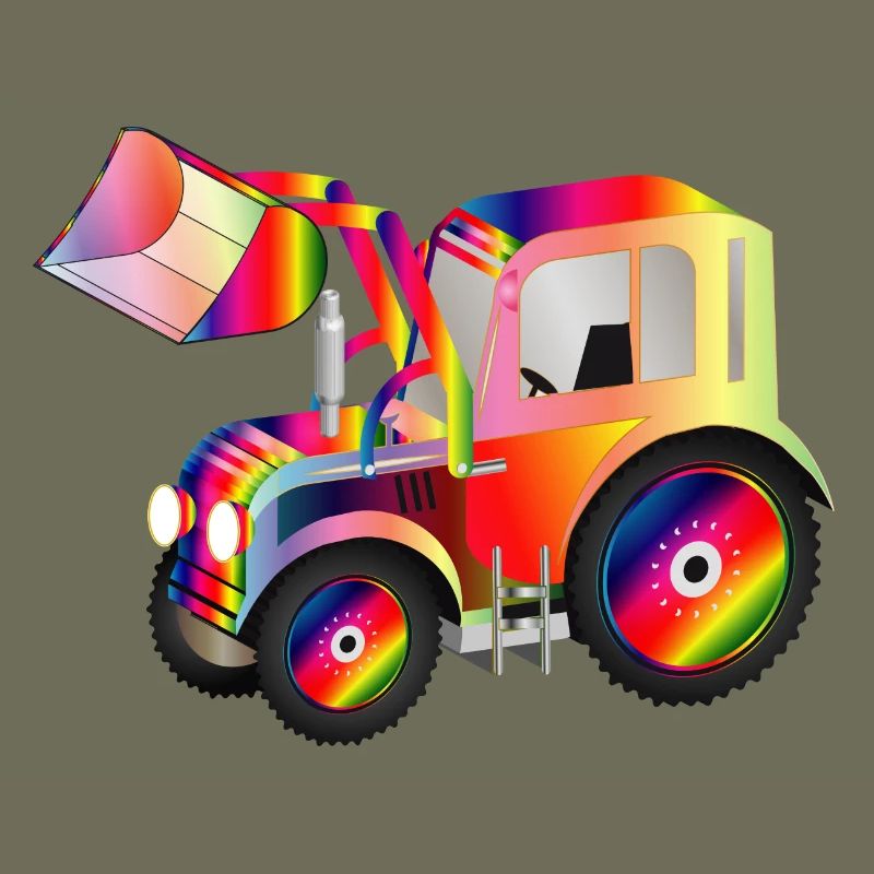 Traktor Frontlader in bunten RegenbogenFarben