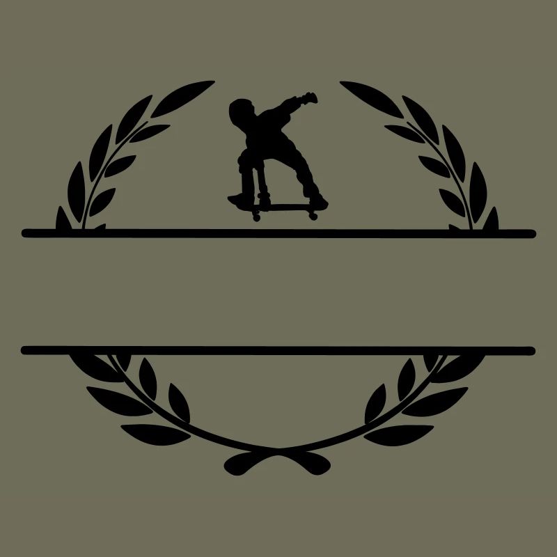 Skateborder Monogramm im Lorbeerkranz