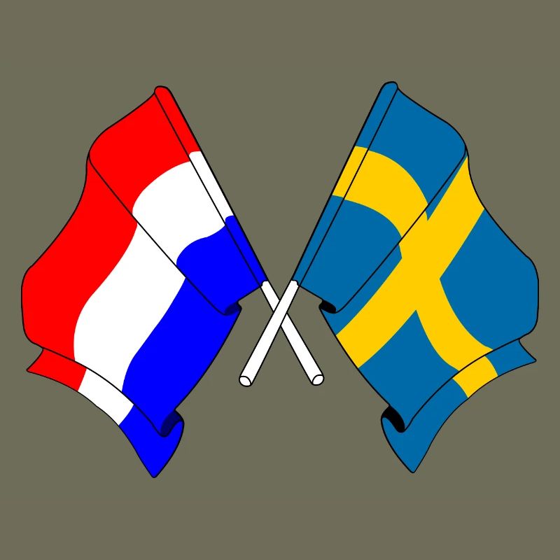 Drapeau des Pays-Bas et drapeau de la Suède