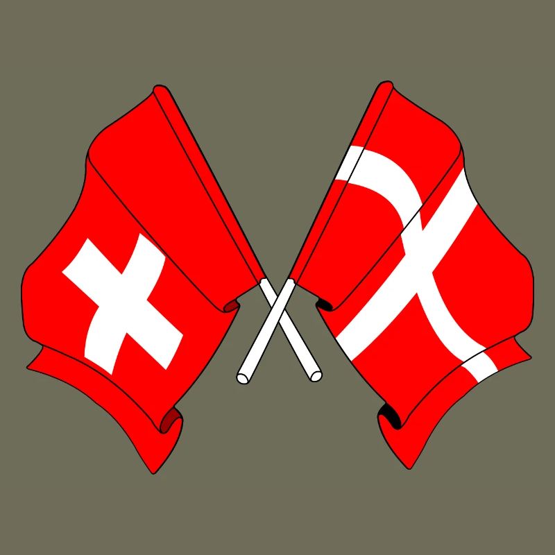 Drapeau de la Suisse et drapeau du Danemark