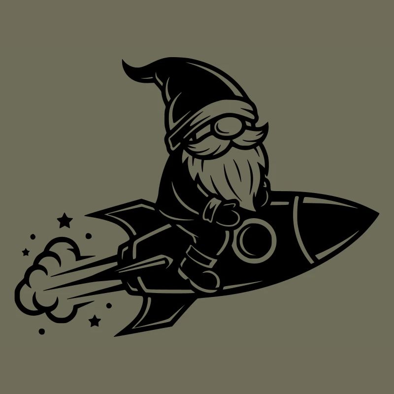 Illustration de bande dessinée Gnome Rides Rocket