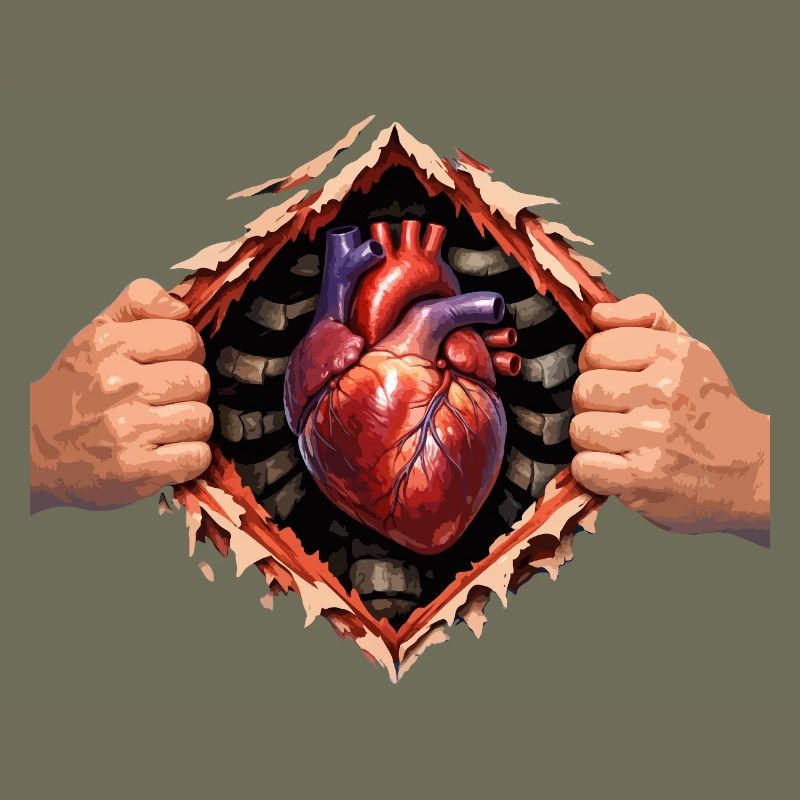 Heart through bursting casing
