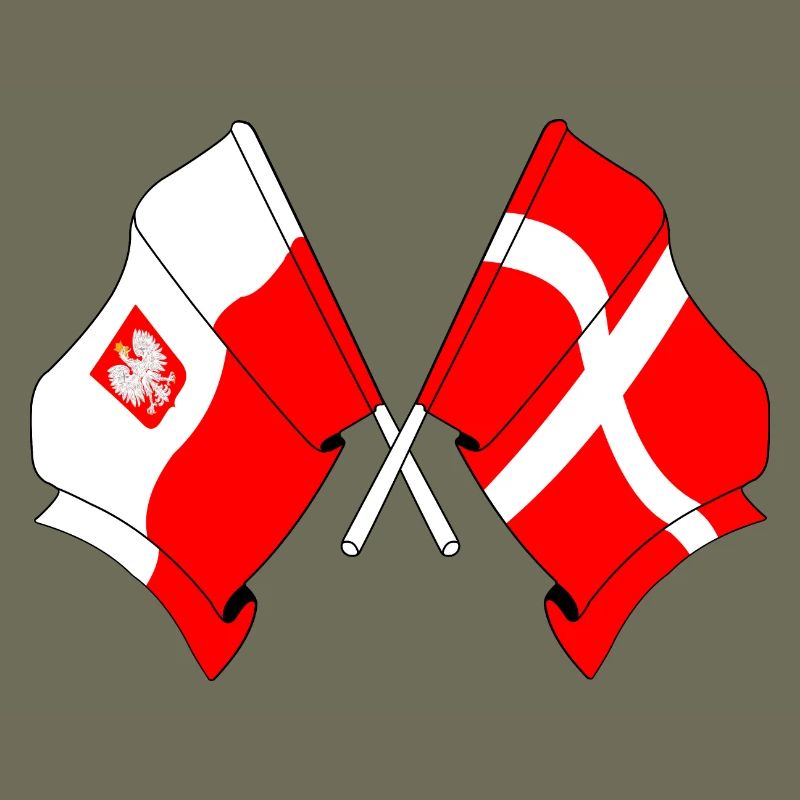 Drapeau de la Pologne et drapeau du Danemark