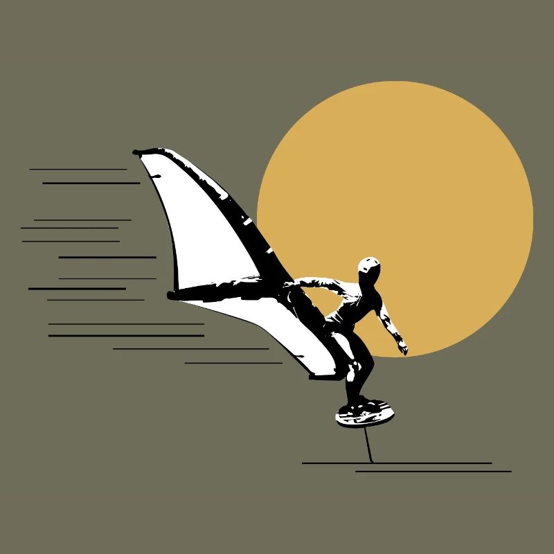 Wingfoiler devant le soleil