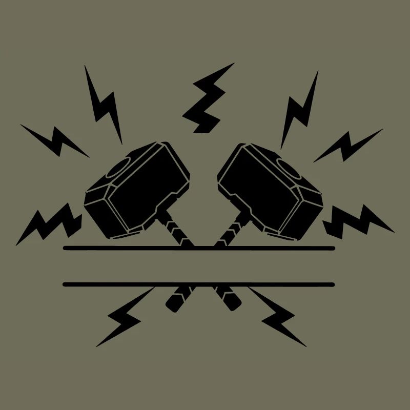 Deux marteaux de Thor avec découpe de texte