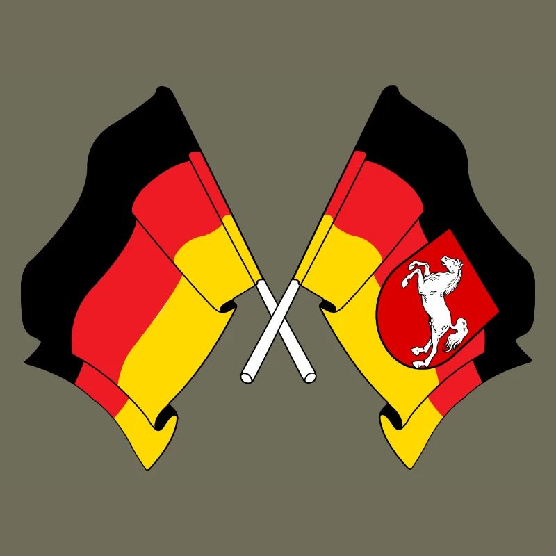 Drapeau de l’Allemagne et drapeau de la Basse-Saxe croisés