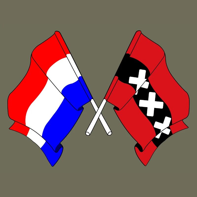 Drapeau Pays-Bas, Amsterdam croisé