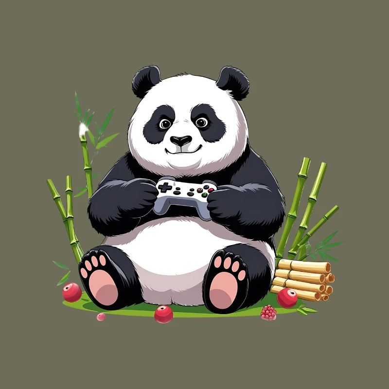 Niedlicher Panda mit Gaming-Controller